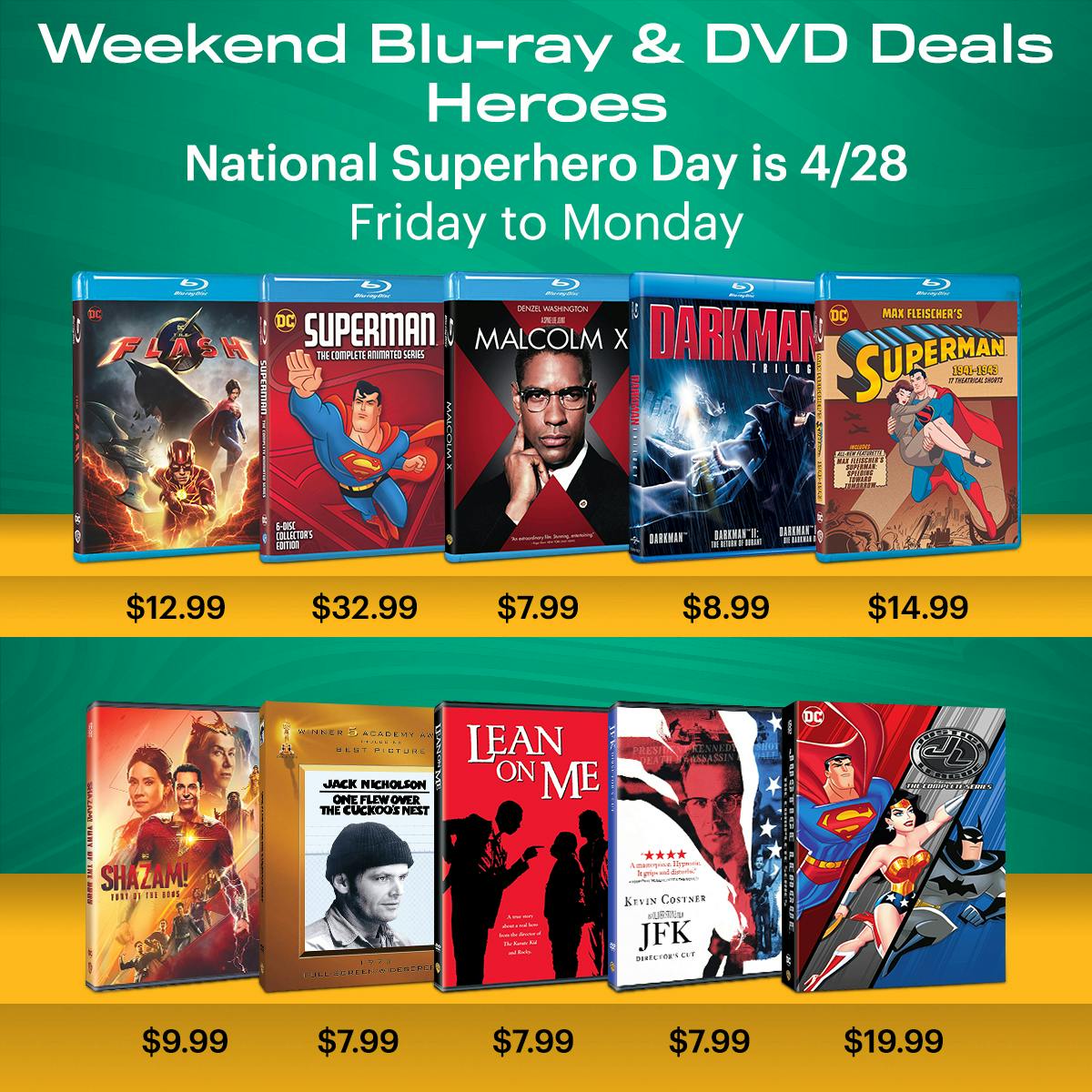 1200x1200 Weekend Deals - Superheroes BD & DVD