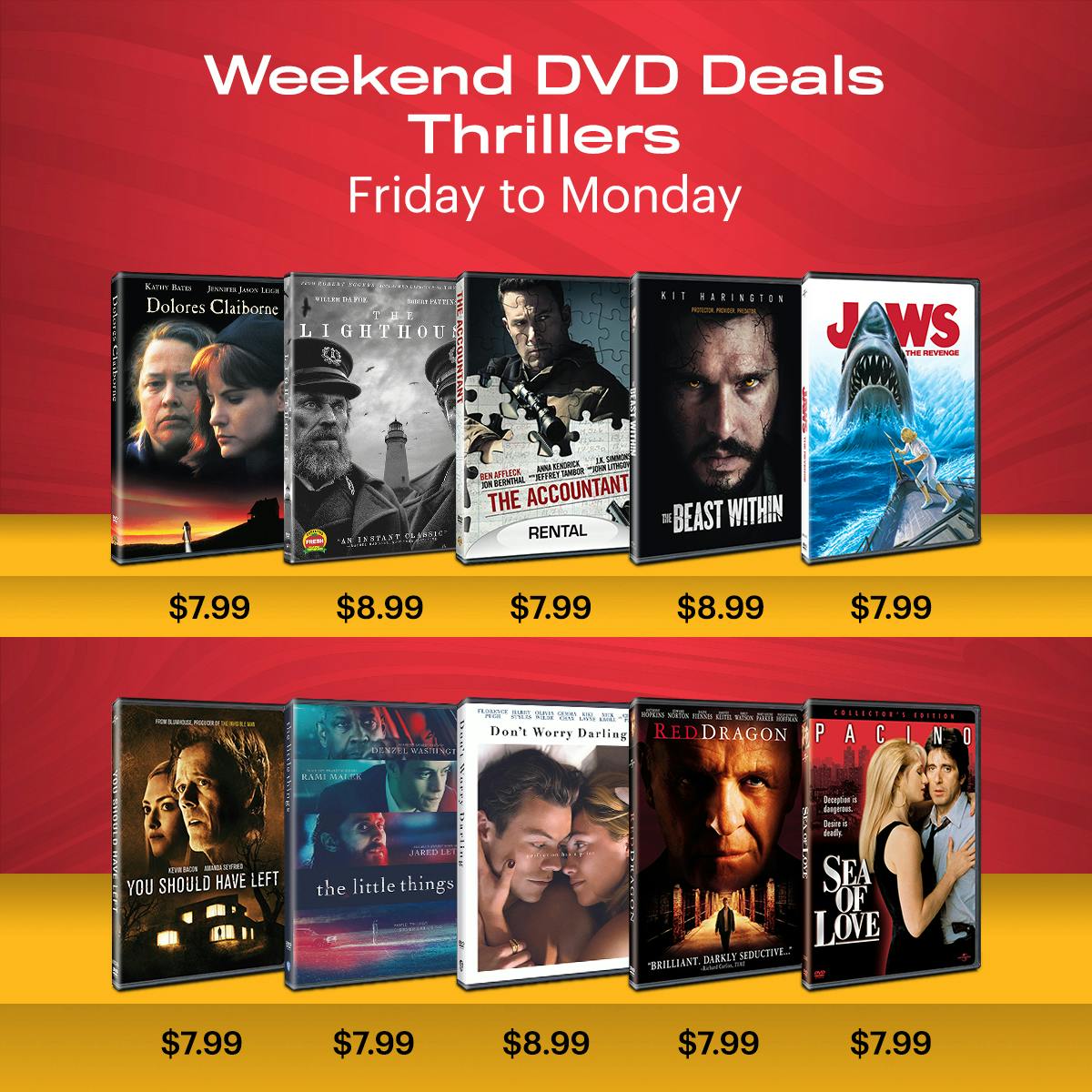 1200x1200 Weekend Deals DVD Thrillers