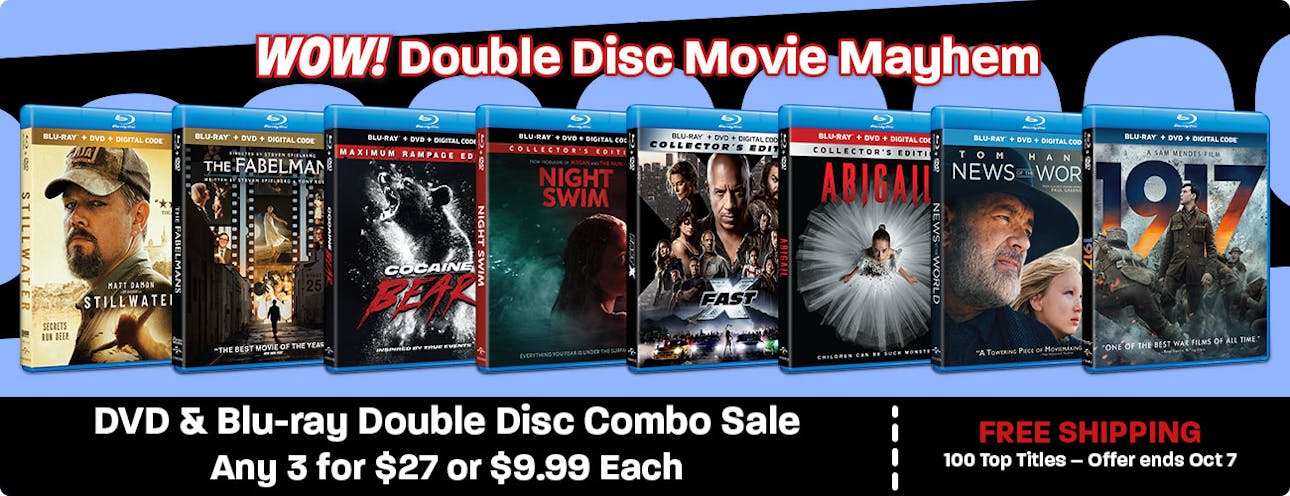 Double Disc Movie Mayhem - DVD and Blu-ray Combo Sale