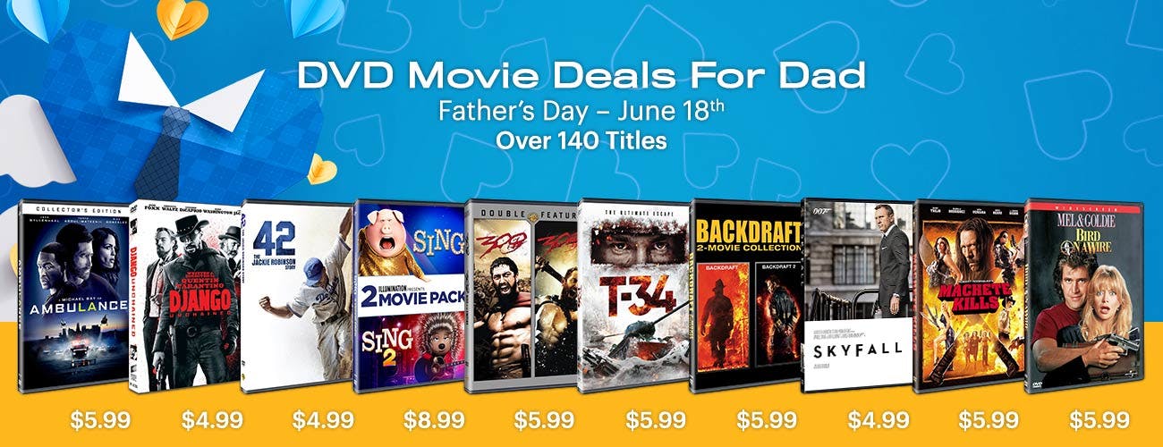 1300x500 DVD Movie Deals for Dad - Father's Day 