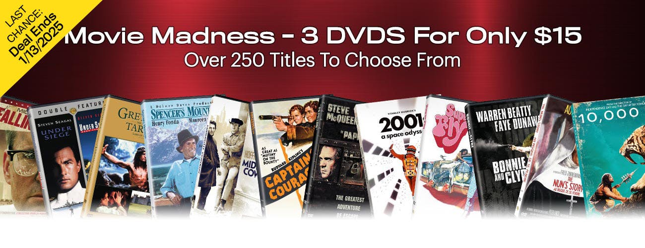 1300x500 Movie Madness 3 DVDS For $15