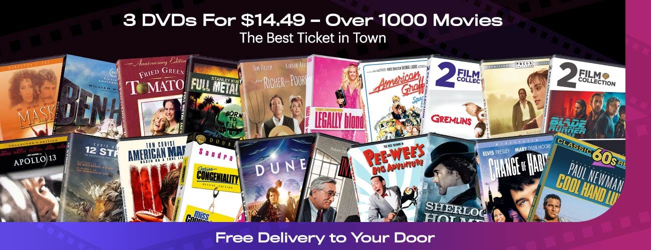 3 DVDs For $14.49 - Over 1000 Movies To Choose From