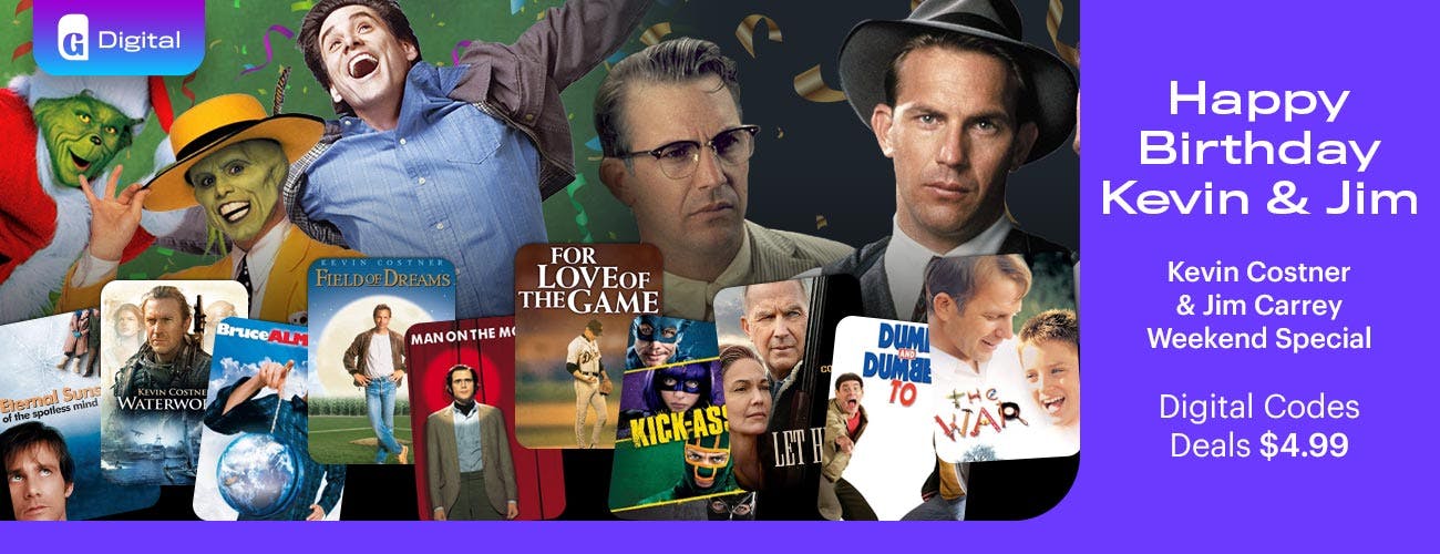 Kevin Costner & Jim Carrey Birthdays - Digital Code Deals