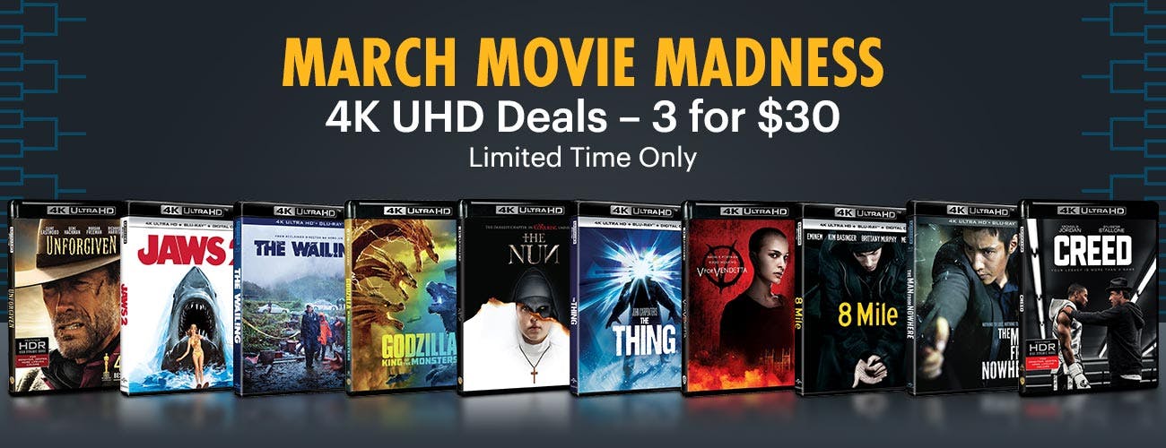 March Movie Madness : 4K UHD - 3 For $30