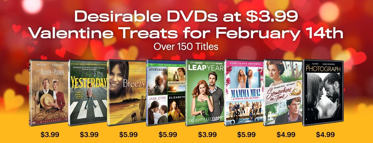 Valentine's Day - Desirable DVDs From $3.99