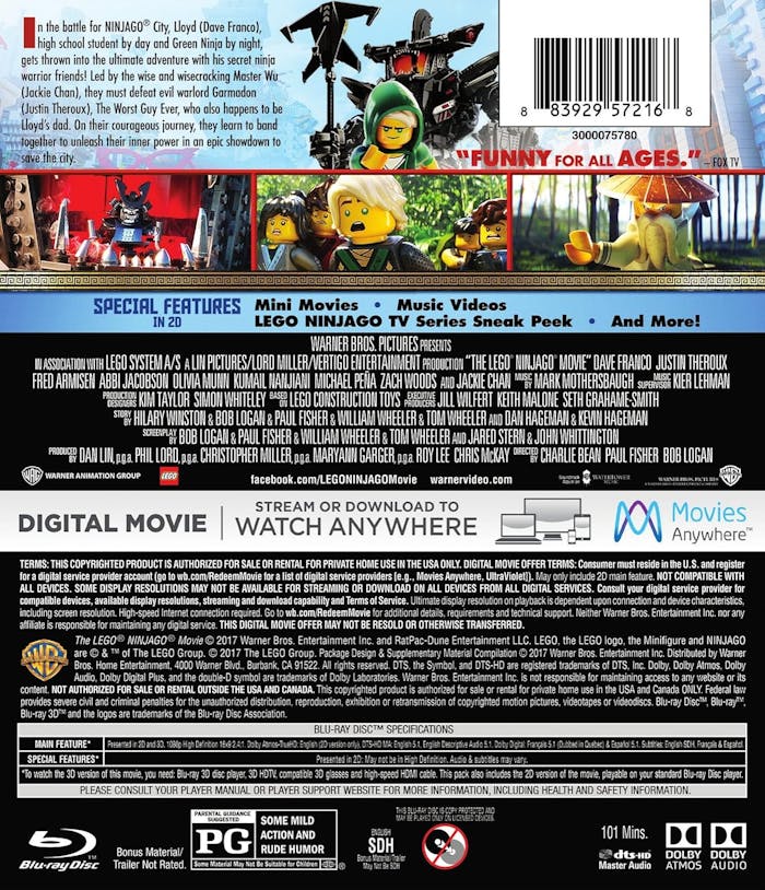 The Lego Ninjago Movie (3D Blu-ray) [Blu-ray]