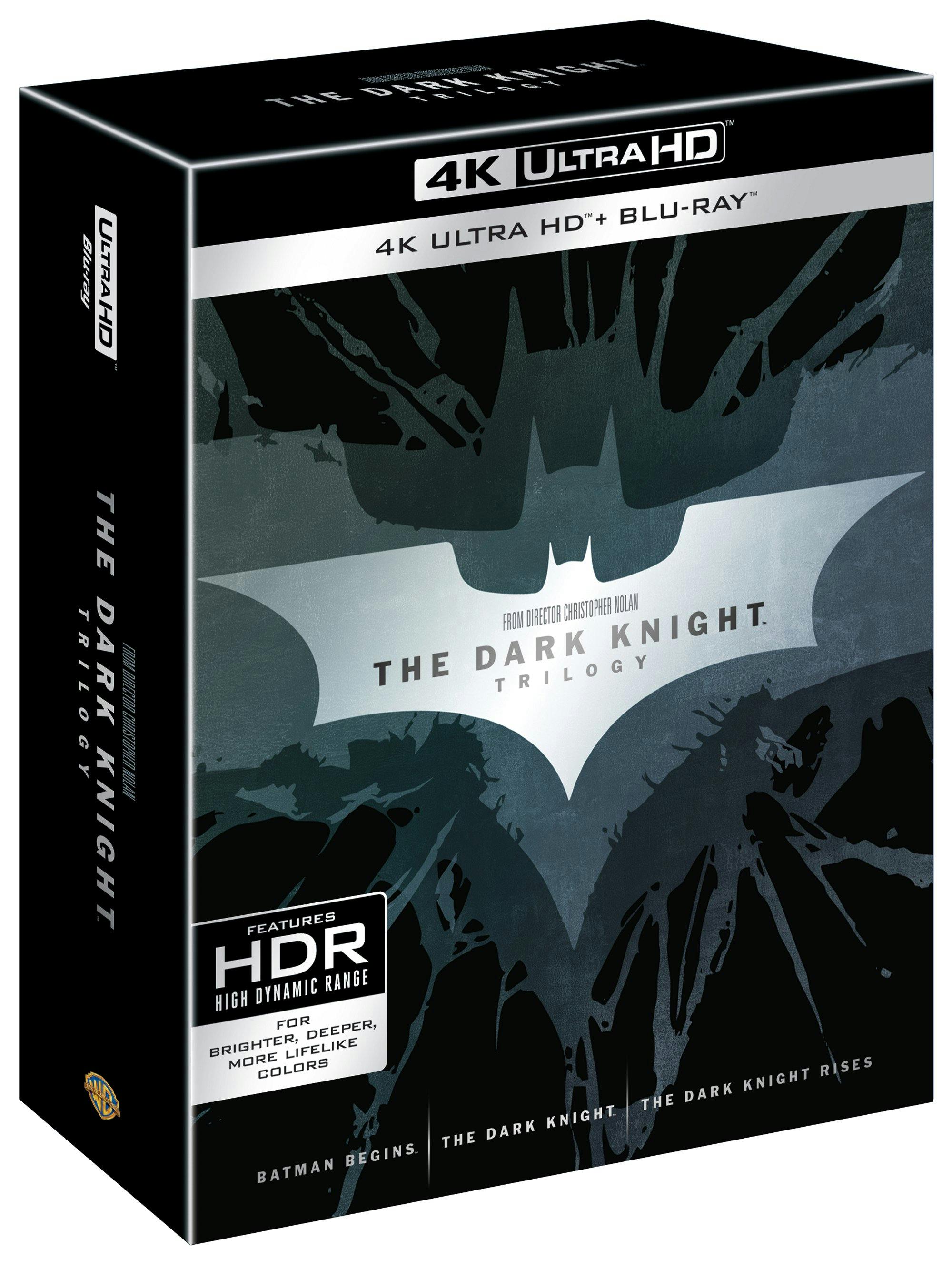 The Dark Knight Trilogy 4K Ultra HD and Blu-ray box set in a standard case