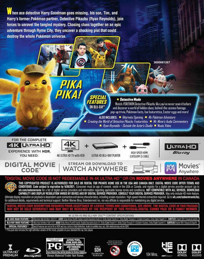 Pokémon Detective Pikachu (4K Ultra HD + Blu-ray) [UHD]
