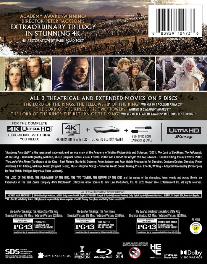 The Lord of the Rings Trilogy: Extended Editions (4K Ultra HD + Blu-ray) [UHD]