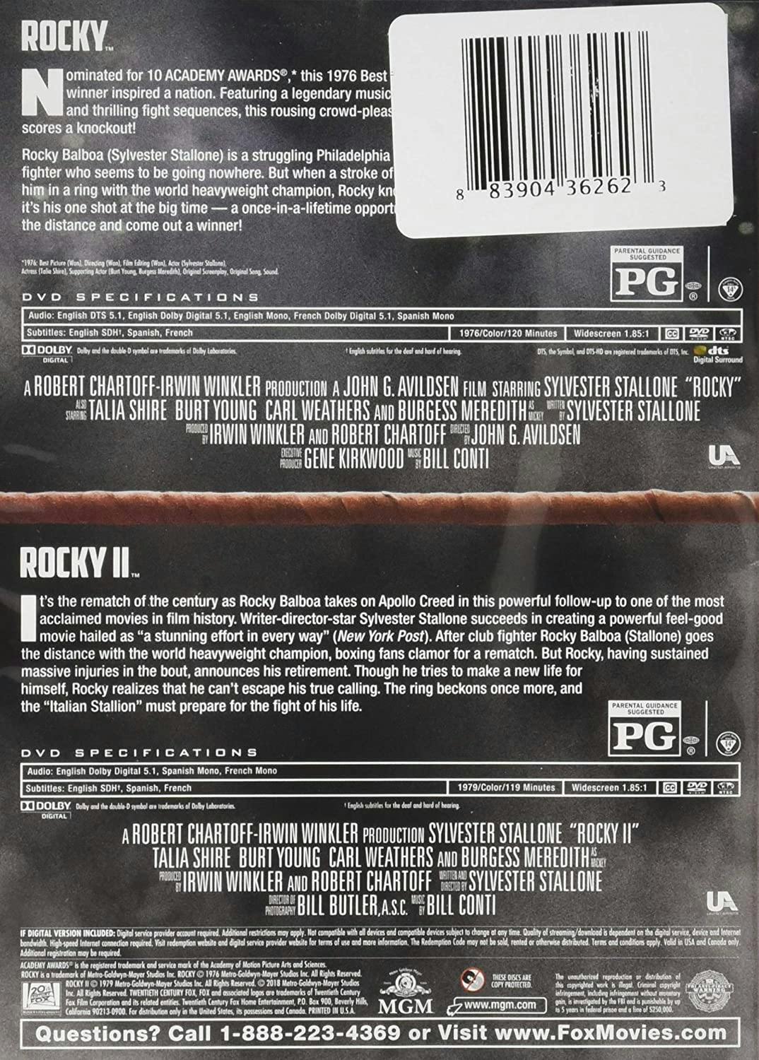 Buy Rocky/Rocky II DVD Double Feature DVD | GRUV