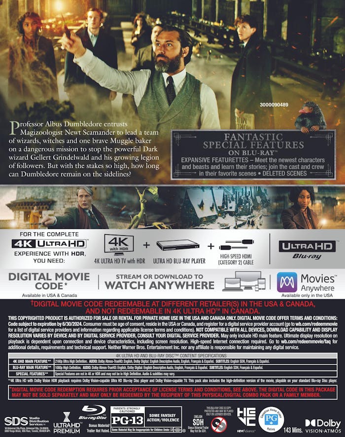 Fantastic Beasts: The Secrets of Dumbledore (4K Ultra HD + Blu-ray + Digital Download) [UHD]