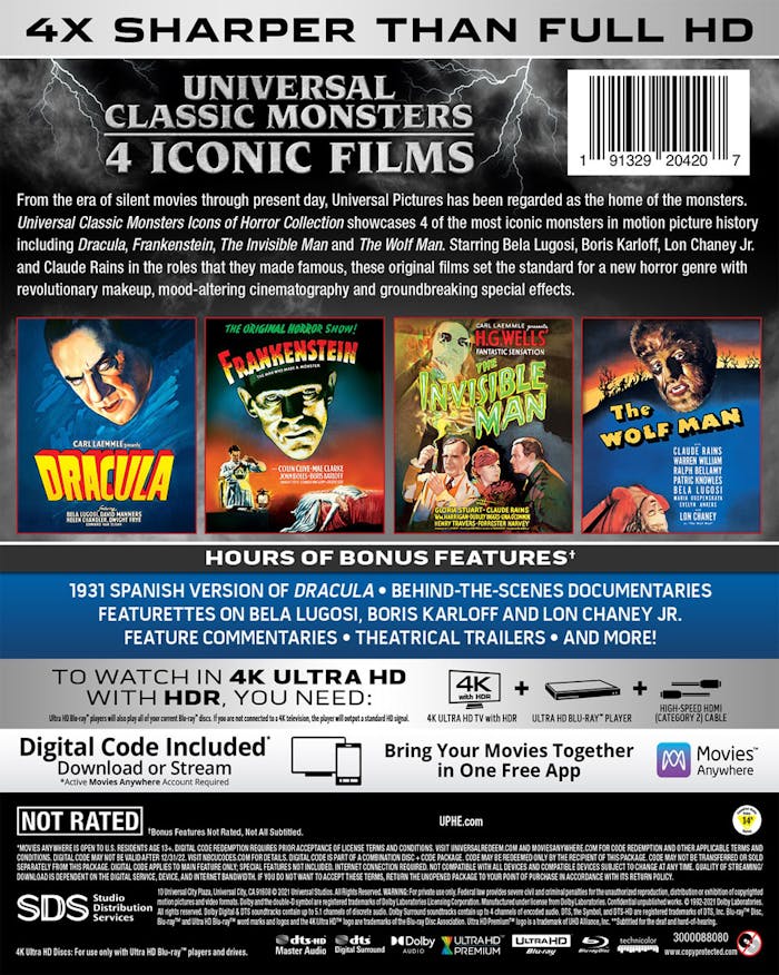 Universal Classic Monsters: Icons of Horror Collection (4K Ultra HD + Blu-ray + Digital Copy) [UHD]
