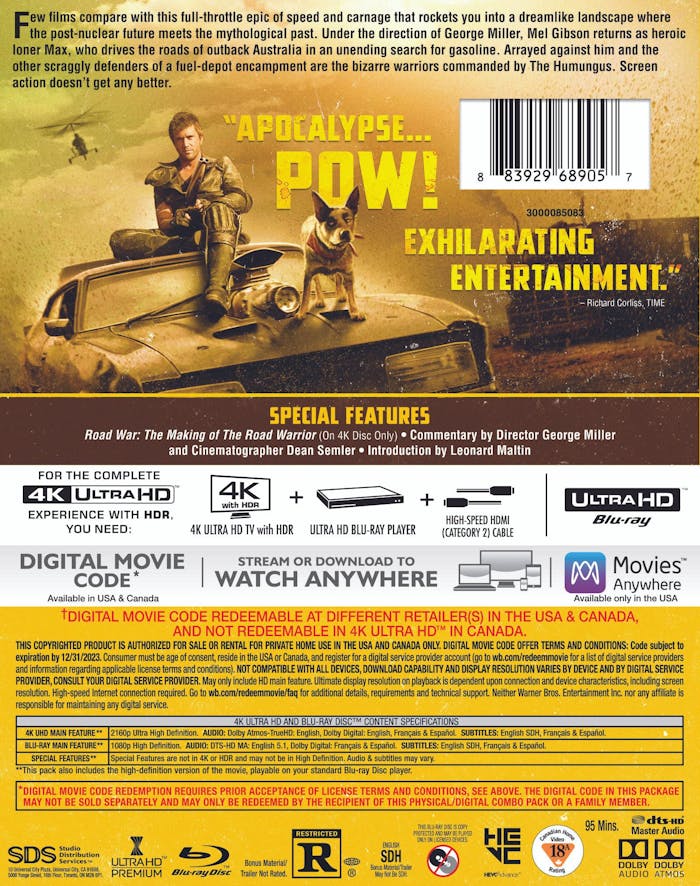 Mad Max 2 (4K Ultra HD + Blu-ray + Digital Download) [UHD]