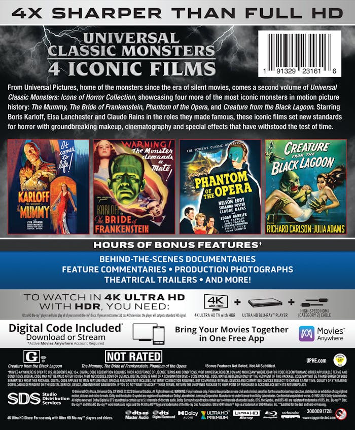 Universal Classic Monsters: Icons of Horror Collection - Vol. 2 (4K Ultra HD Boxset) [UHD]