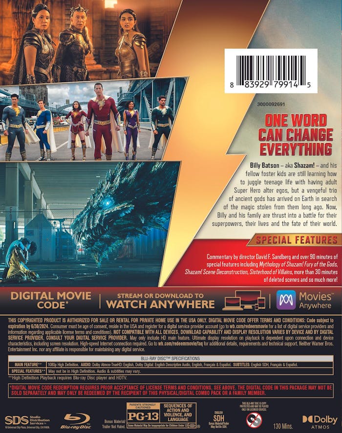 Shazam!: Fury of the Gods (with DVD) [Blu-ray]