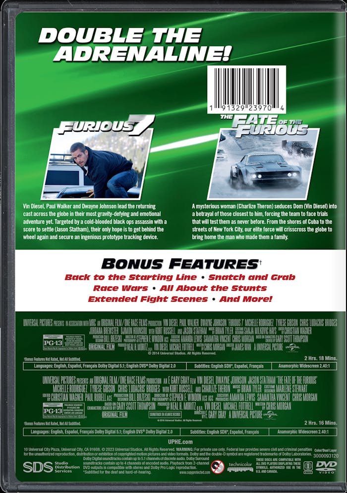 Fast & Furious 7 & 8 (DVD Double Feature) [DVD]