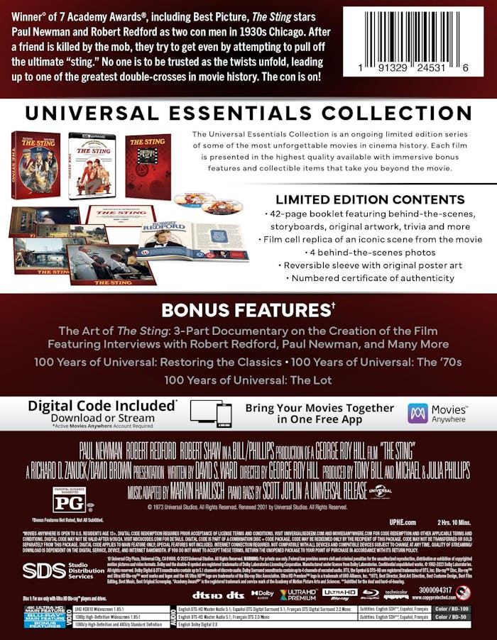 The Sting - Universal Essentials Collection (4K Ultra HD + Blu-ray (50th Anniversary)) [UHD]
