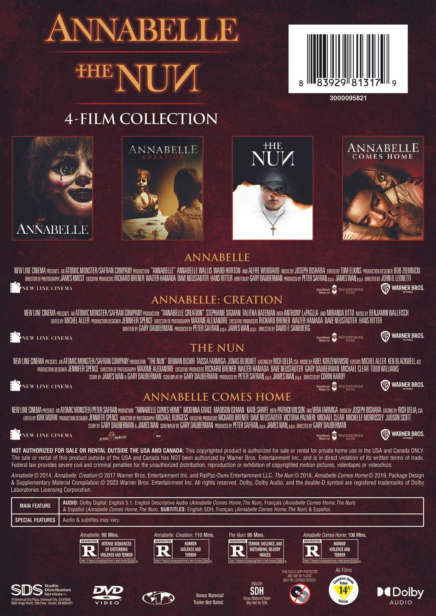 Buy Annabelle Trilogy The Nun 4 film Collection Box Set DVD GRUV