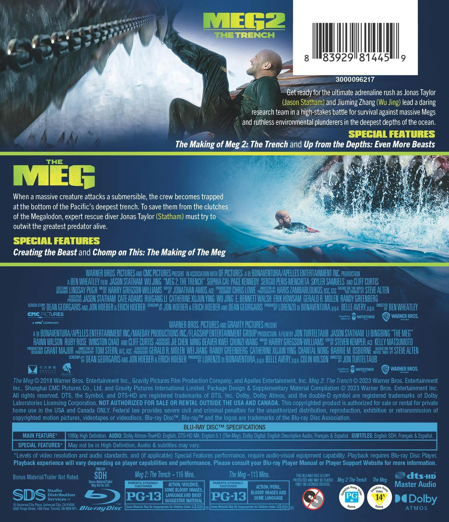 Buy The Meg The Meg 2 Blu ray GRUV