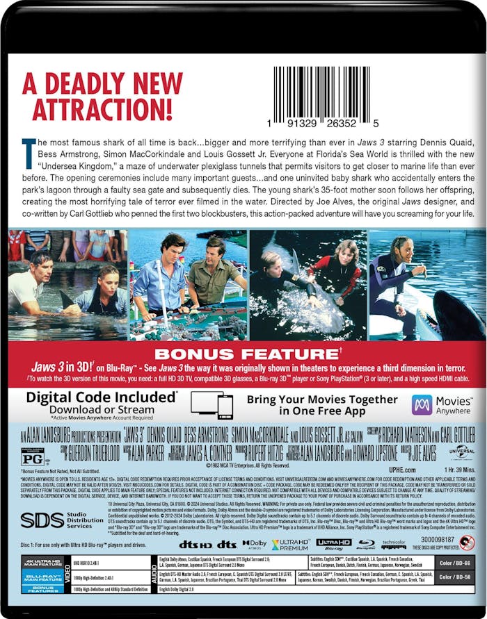 Jaws 3 - 4K Ultra HD + Blu-ray + Digital (4K Ultra HD + Blu-ray) [UHD]