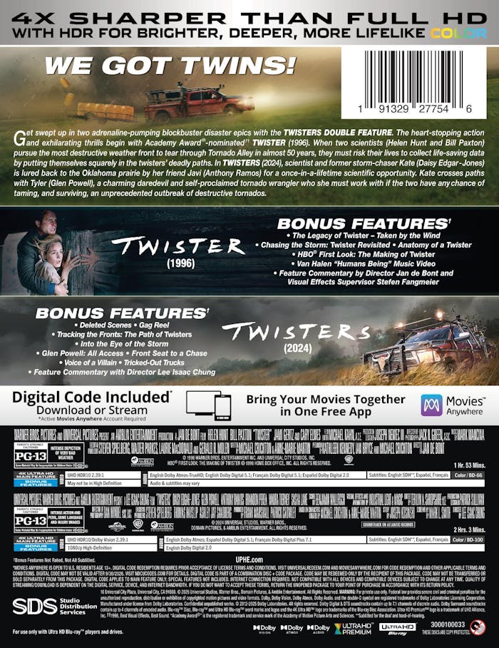 Twisters Double Feature (Limited Edition 4K Ultra HD Steelbook + Digital) [UHD]