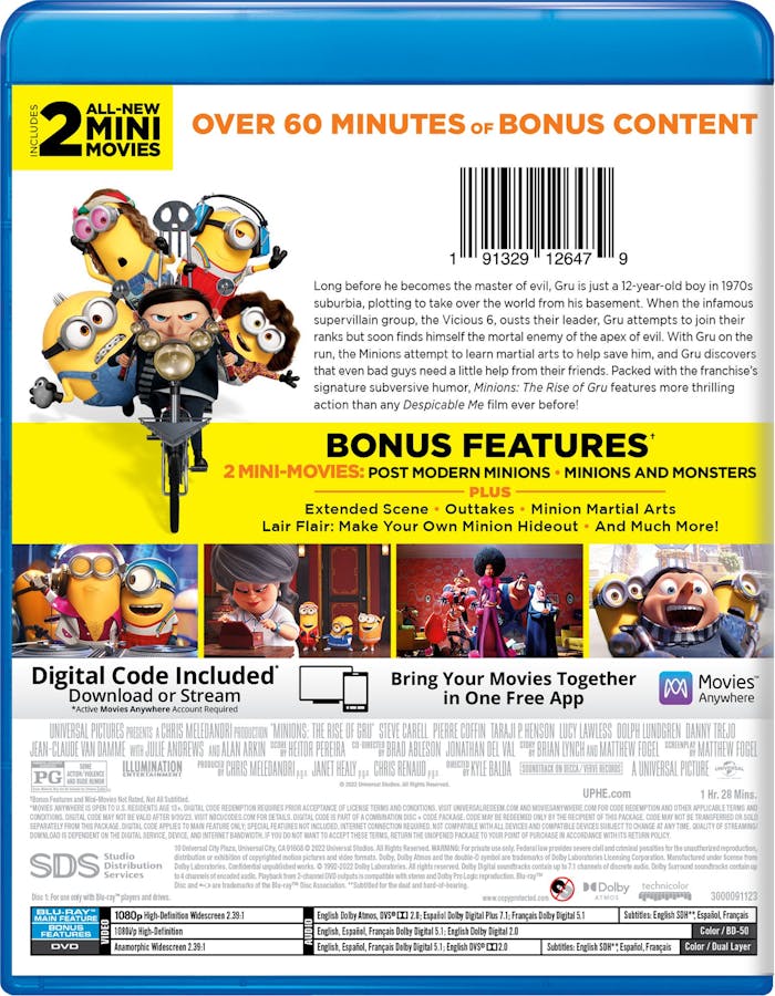 Minions: The Rise of Gru (Blu-ray + DVD + Digital Copy) [Blu-ray]