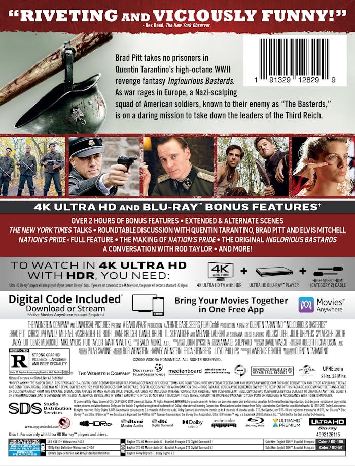 Inglourious Basterds (Limited Edition 4K Ultra HD Steelbook + Blu-ray) [UHD]