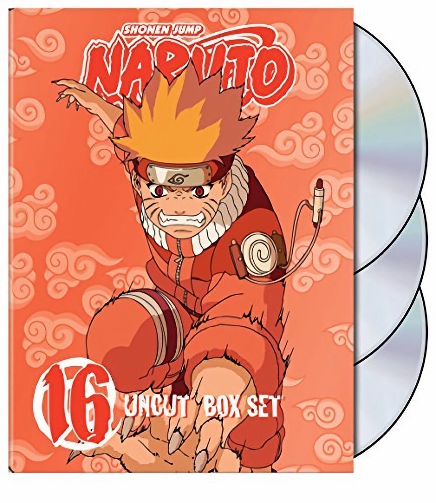 Naruto Uncut Box Set 16 DVD boxed set with four discs behind the cover art