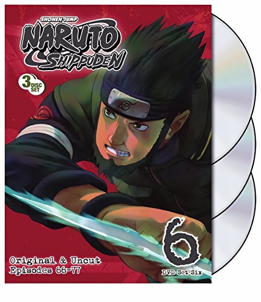 Naruto Shippuden Box Set 6 DVD boxed set packaging showing four discs behind the cover art