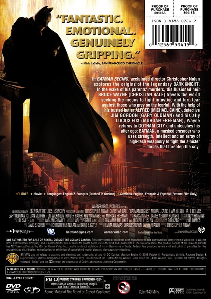 Batman Begins (DVD Widescreen) [DVD]