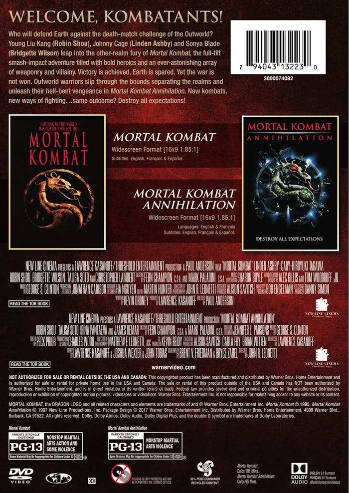 Mortal Kombat/Mortal Kombat: Annihilation (DVD Double Feature) [DVD]