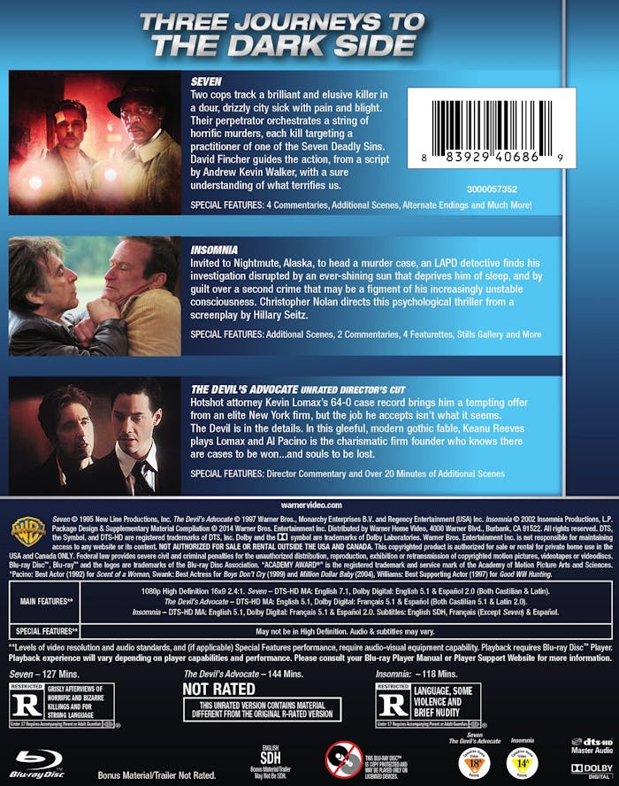 Seven/The Devil's Advocate/Insomnia (Blu-ray Triple Feature) [Blu-ray]