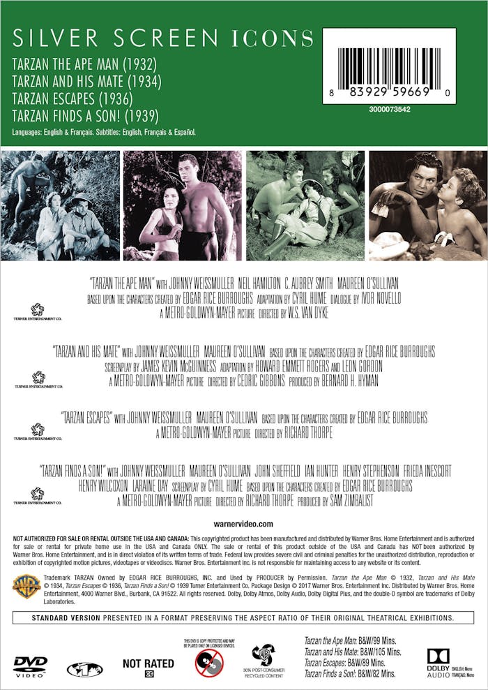 Silver Screen Icons - Johnny Weissmuller As Tarzan (DVD New Box Art) [DVD]