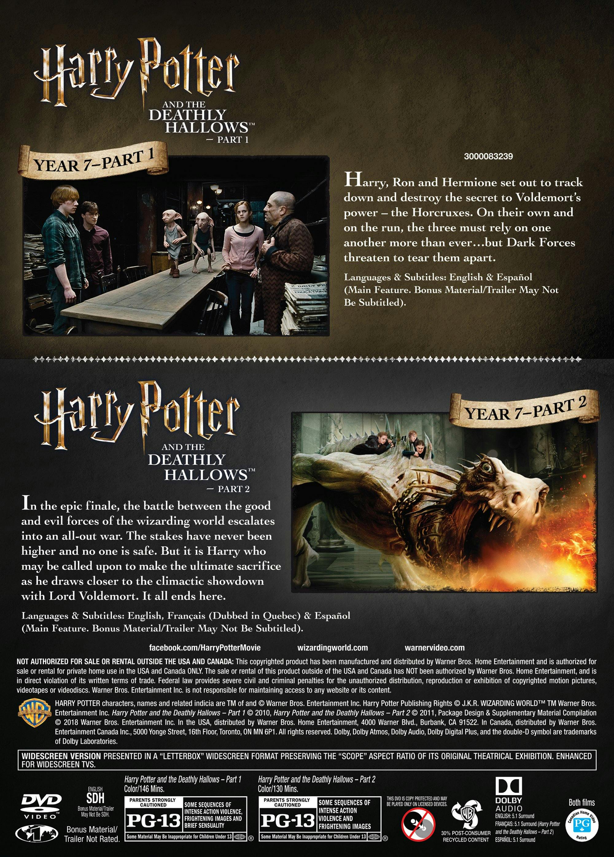 Buy Harry Potter And The Deathly Hallows: Parts 1 And DVD Double ...