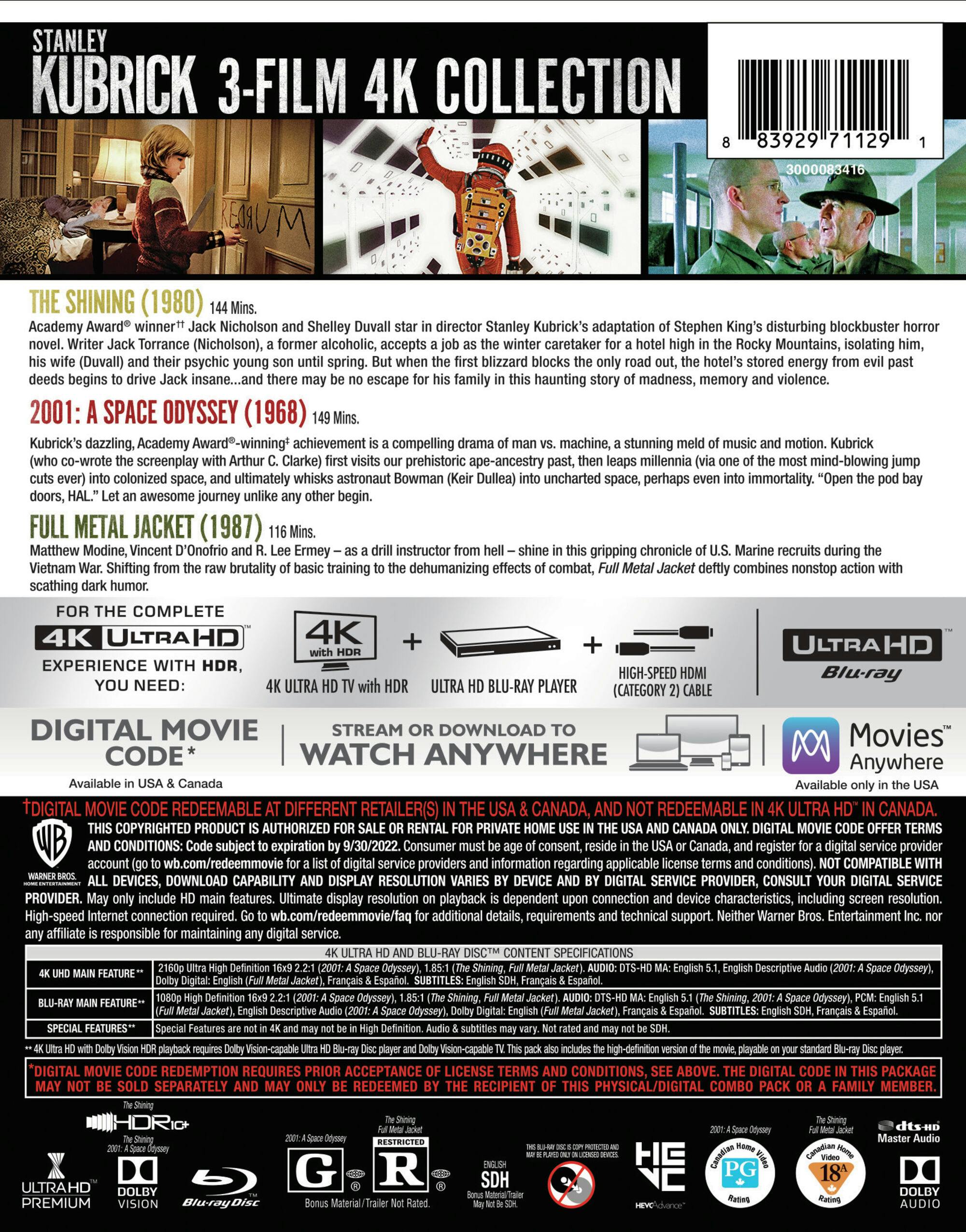 Buy Stanley Kubrick: 3-film Collection 4K Ultra HD + Blu-ray